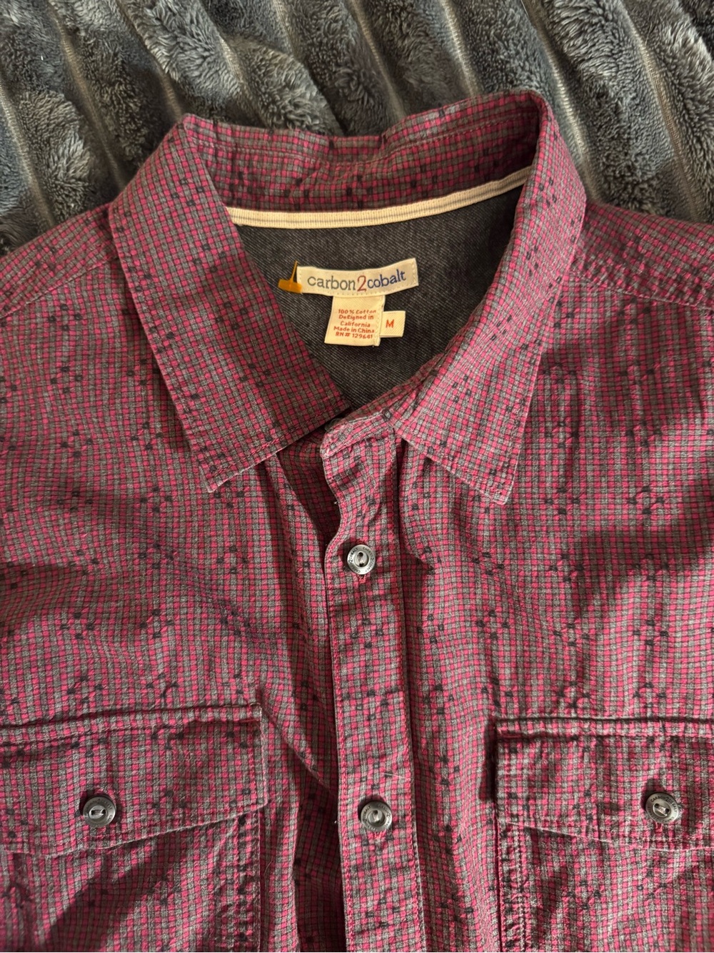 Carbon2Cobalt Men’s Burgundy Plaid Lightweight Shirt Jacket